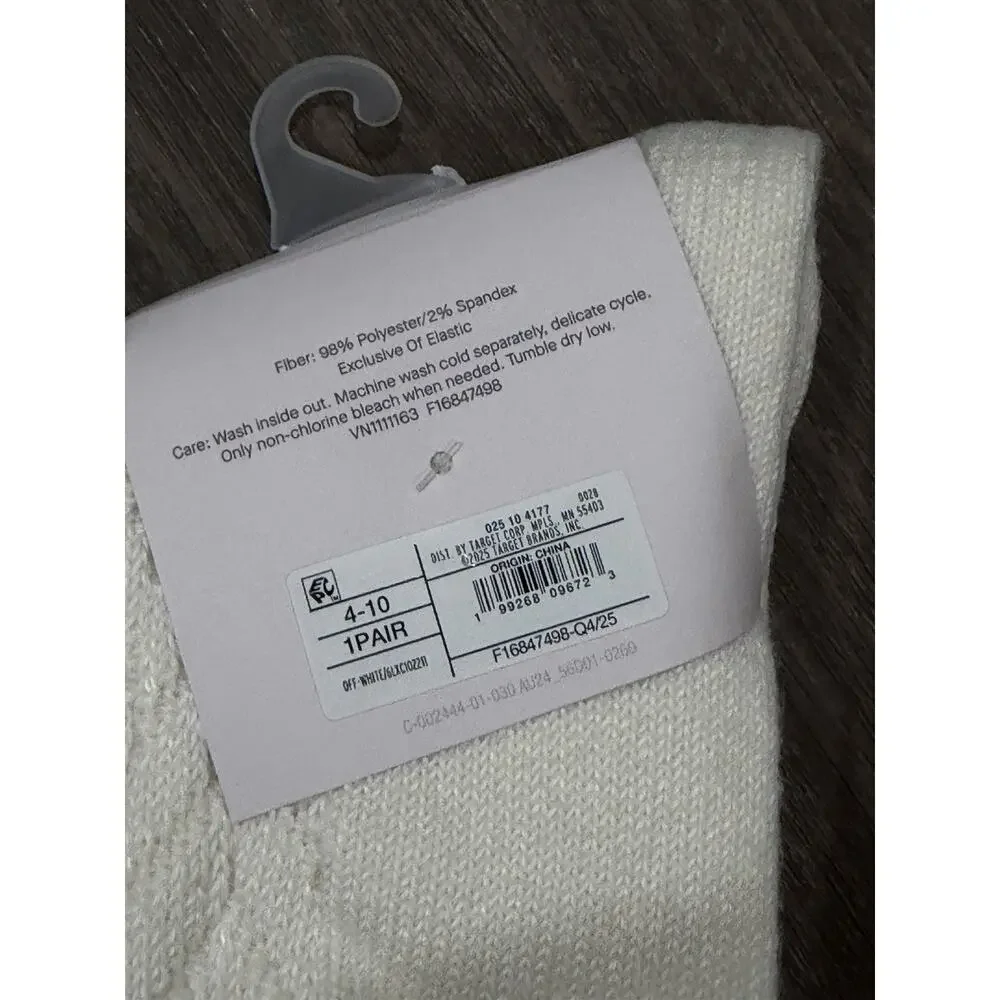 Lot Of 2 -Auden Boot Socks Womens 4-10 White 2 Pairs Crew Super Soft Cozy